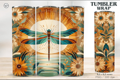 Dragonfly Tumbler Sublimation, 20 oz Tumbler Wrap Product Image 1