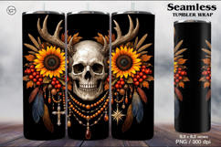 4 Skull and Sunflower Tumbler Sublimation, 20 oz Product Image 3