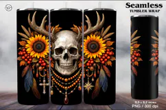 4 Skull and Sunflower Tumbler Sublimation, 20 oz Product Image 3