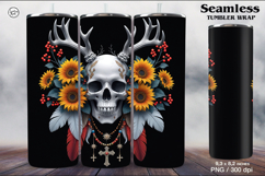 Skull and Sunflower Tumbler Sublimation, 20 oz Product Image 1