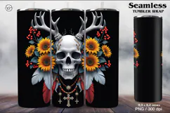 4 Skull and Sunflower Tumbler Sublimation, 20 oz Product Image 5