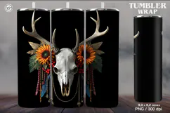 4 Skull and Sunflower Tumbler Sublimation, 20 oz Product Image 2