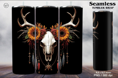 4 Skull and Sunflower Tumbler Sublimation, 20 oz Product Image 3