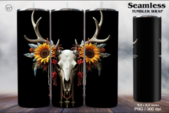 4 Skull and Sunflower Tumbler Sublimation, 20 oz Product Image 5