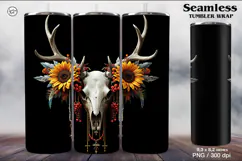 4 Skull and Sunflower Tumbler Sublimation, 20 oz Product Image 5