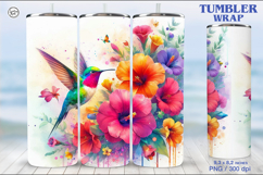 Hummingbird Tumbler Sublimation, 20 oz Tumbler Wrap Product Image 1