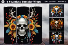 4 Skull and Sunflower Tumbler Sublimation, 20 oz Product Image 1