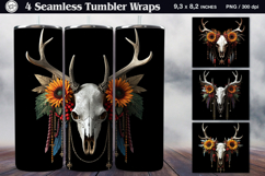 4 Skull and Sunflower Tumbler Sublimation, 20 oz Product Image 1