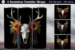 4 Skull and Sunflower Tumbler Sublimation, 20 oz Product Image 1