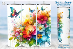 Summer Butterfly Tumbler Wrap Sublimation, 20 oz Product Image 1