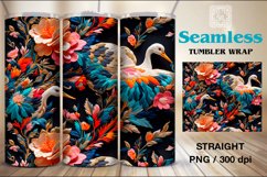 Embroidery Cranes Seamless Tumbler Sublimation, 20 oz PNG Product Image 1