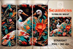 Embroidery Cranes Seamless Tumbler Sublimation, 20 oz PNG Product Image 1