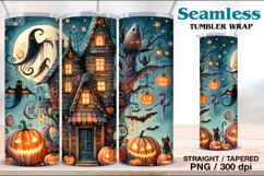 Halloween Spooky House Sublimation, 20 oz Tumbler Wrap Product Image 1