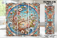 Stained Glass Spring Sublimation, 20 oz Tumbler Wrap Product Image 1