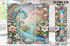 Stained Glass Spring Sublimation, 20 oz Tumbler Wrap Product Image 1