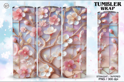 Stained Glass Spring Sublimation, 20 oz Tumbler Wrap Product Image 1