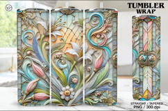 Stained Glass Spring Sublimation, 20 oz Tumbler Wrap Product Image 1