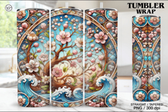 Stained Glass Spring Sublimation, 20 oz Tumbler Wrap Product Image 1