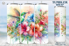 Hummingbird Tumbler Sublimation, 20 oz Tumbler Wrap Product Image 1