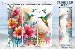 Hummingbird Tumbler Sublimation, 20 oz Tumbler Wrap Product Image 1