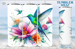 Hummingbird Tumbler Sublimation, 20 oz Tumbler Wrap Product Image 1