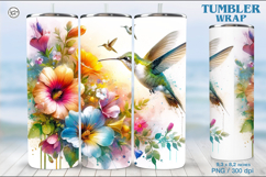 Hummingbird Tumbler Sublimation, 20 oz Tumbler Wrap Product Image 1