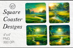 Summer Landscape Coaster Sublimation, PNG Product Image 1