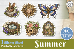 Summer. Vintage. Print &amp; Cut Stickers PNG Product Image 1
