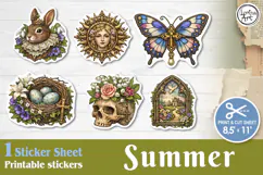 Summer. Vintage. Print & Cut Stickers PNG Product Image 1