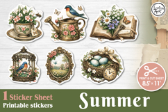 Summer. Vintage. Print &amp; Cut Stickers PNG Product Image 1
