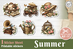 Summer. Vintage. Print &amp; Cut Stickers PNG Product Image 1