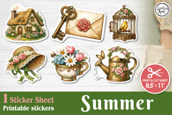 Summer. Vintage. Print &amp; Cut Stickers PNG Product Image 1