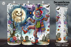 Creepy Clown Tumbler Sublimation, 20 oz Tumbler Wrap Product Image 1