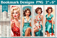 Pop Art Girl. Vintage Printable Bookmark 4 PNG Product Image 1