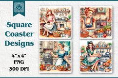 Vintage Home Coaster Design, 4 PNG Product Image 1