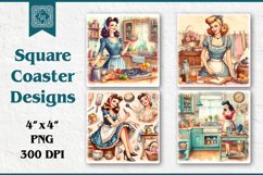 Vintage Home Coaster Design, 4 PNG Product Image 1