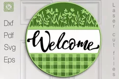 Welcome Round Sign. Door Hanger. SVG Laser cut Product Image 1