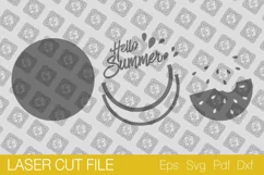 Hello Summer Round Sign. Watermelon Door Hanger. SVG Product Image 2