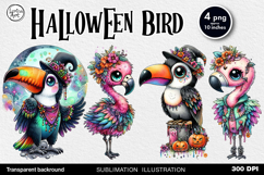 Whimsical Halloween Bird. PNG sublimation Product Image 1