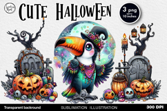 Whimsical Halloween Bird. PNG sublimation Product Image 1
