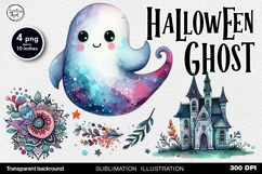 Cute Halloween Ghost. Sublimation design PNG Product Image 1