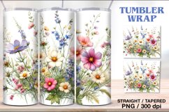 Wild Flower Tumbler Sublimation, 20 oz Tumbler Wrap Product Image 1