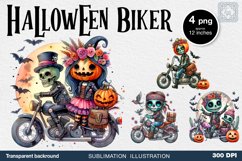 Watercolor Halloween Biker. PNG sublimation Product Image 1