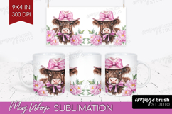 Cow Flowers Mug Wrap Cute Farm Mug PNG Sublimation Product Image 1