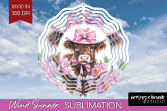 Cow Flowers Wind Spinner Sublimation PNG Cute Farm Round Product Image 1