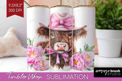 Cow Flowers Tumbler Wrap Cute Farm Tumbler PNG Sublimation Product Image 1