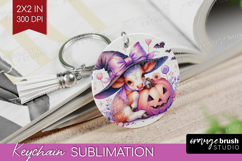 Cow Halloween Keychain PNG Coquette Keychain Sublimation Product Image 1