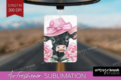 Cow Flowers Air Freshener PNG Cute Farm PNG Sublimation Product Image 1