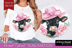 Cow Flowers Round Tshirt Background Cute Farm PNG Product Image 1