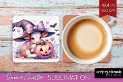 Cow Halloween Square Coaster Coquette Coaster PNG Product Image 1